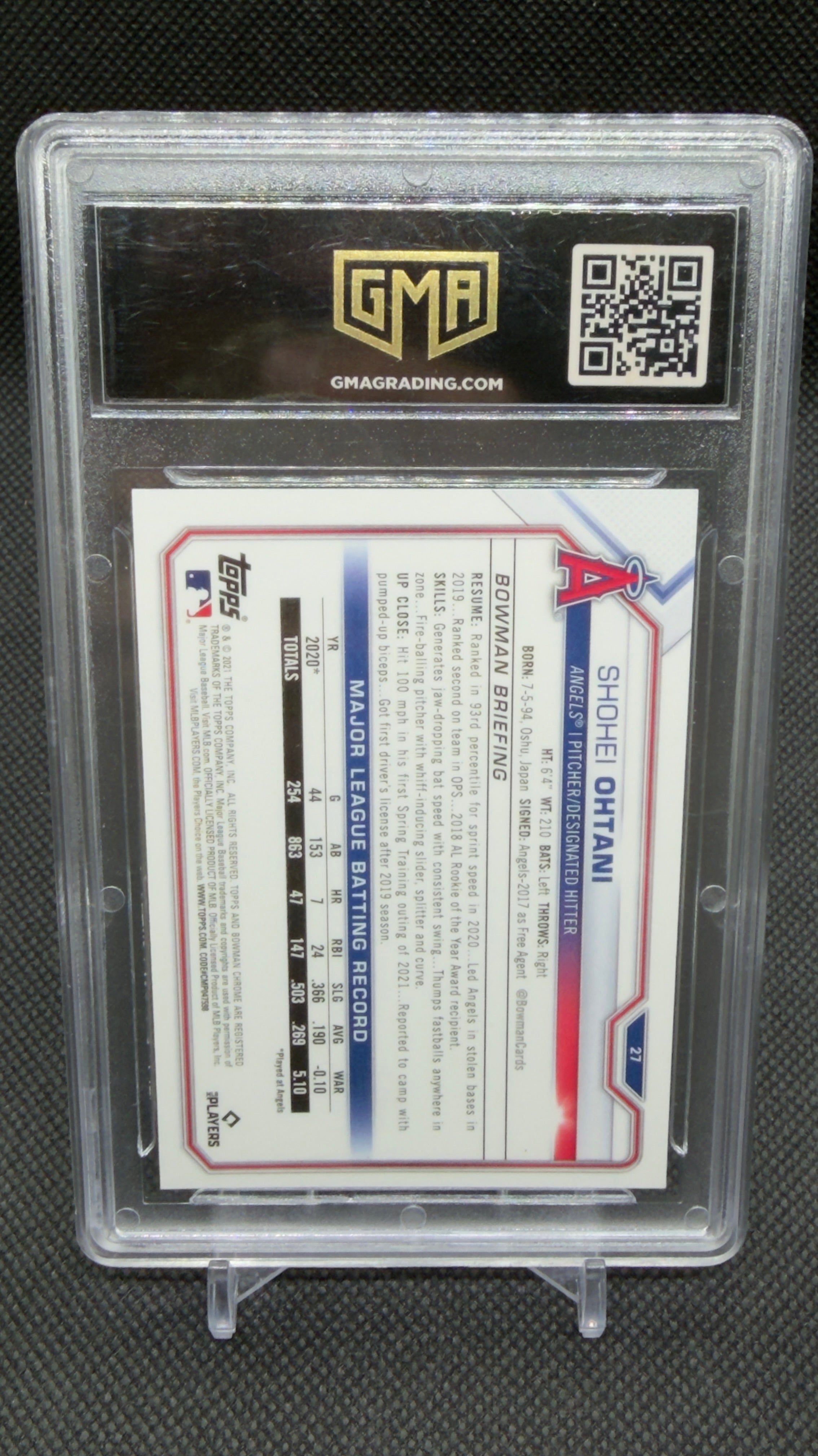 2021 Bowman Chrome #27 Shohei Ohtani GMA 10