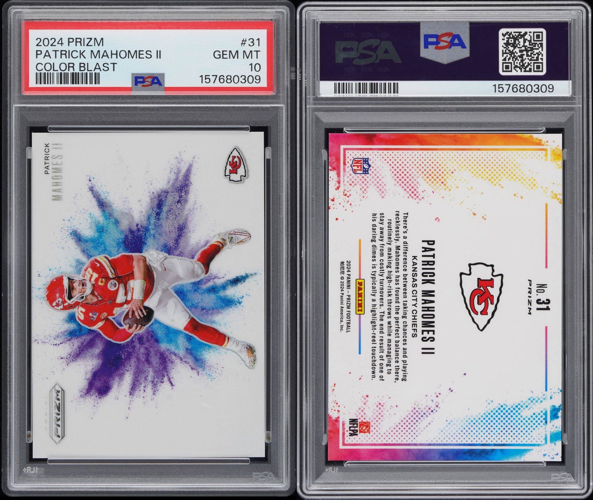 2024 Panini Prizm Patrick Mahomes Color Blast PSA10!