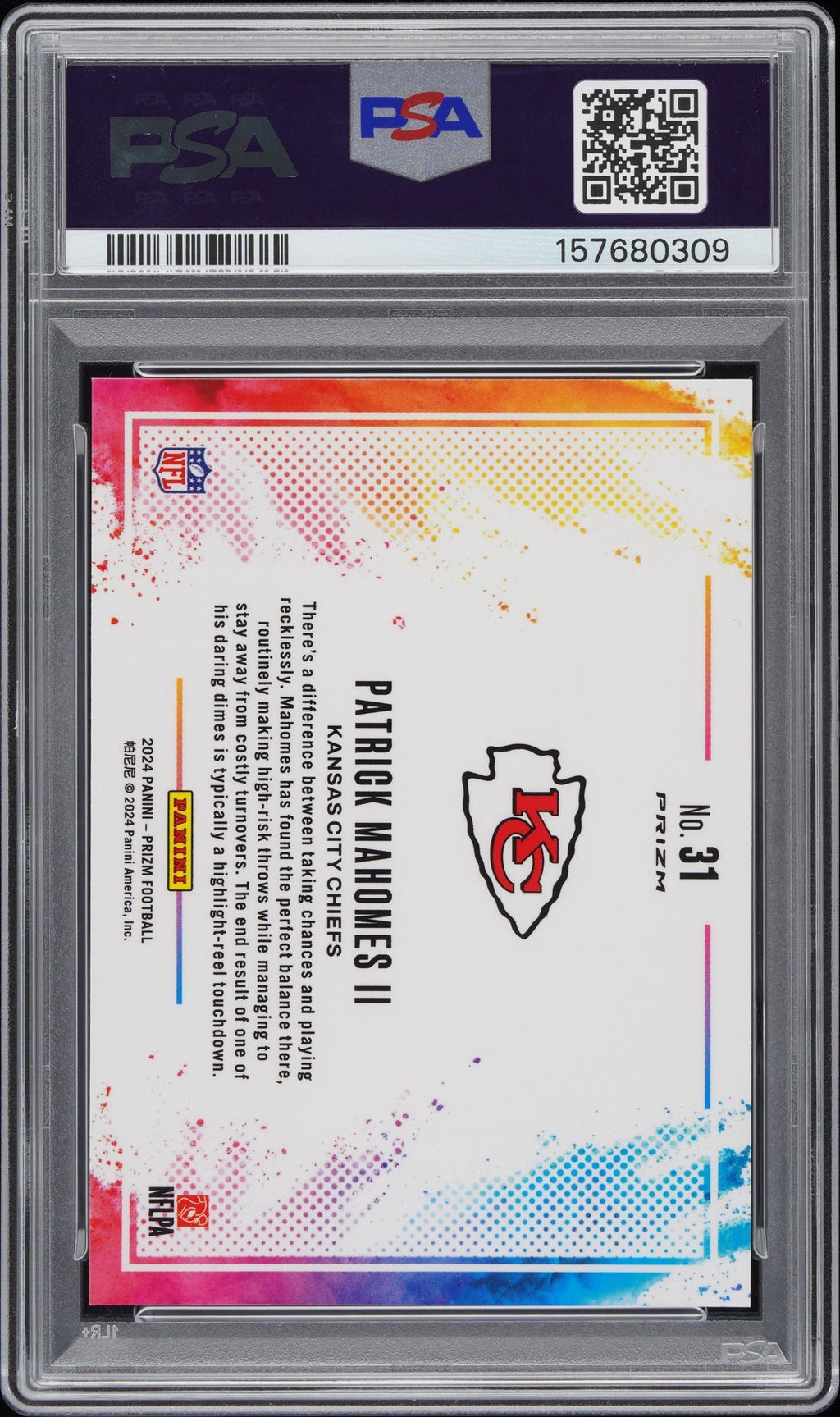 2024 Panini Prizm Patrick Mahomes Color Blast PSA10!